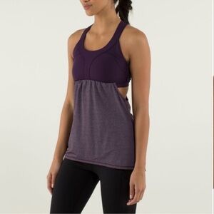 Lululemon 2 In Run Tank Top Low Back Loose Fit Workout Tank With Sports Bra 8